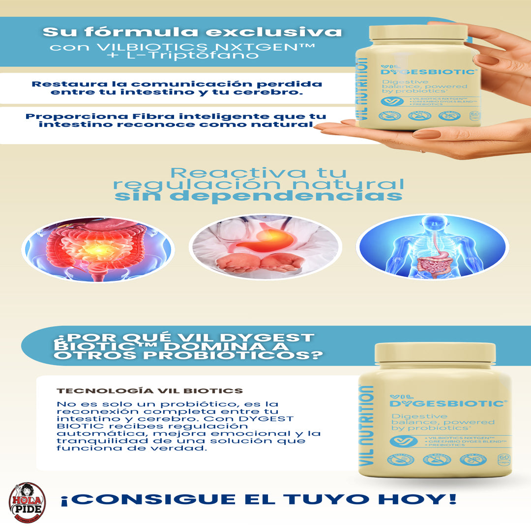 VIL DYGEST BIOTIC™ – El probiótico que reconecta tu intestino con tu cerebro para una digestión automática